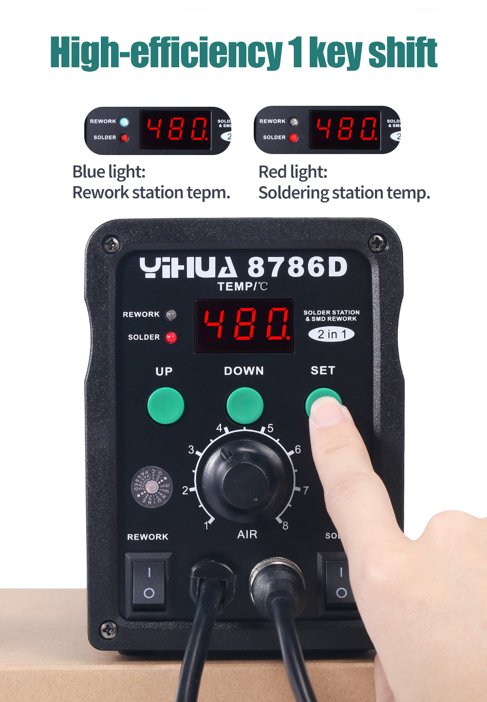 YIHUA 8786D 110V 220V Hot Air Soldering Station Solderi