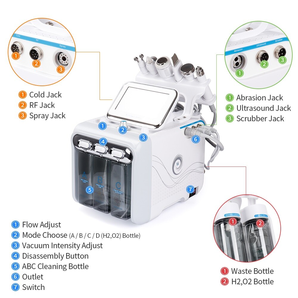 6 in1 H2-O2 Hydro Dermabrasion RF Bio-lifting Spa Facial