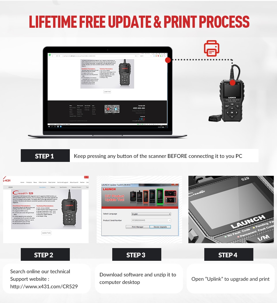 LAUNCH Creader 529 CR529 OBD2 Scanner