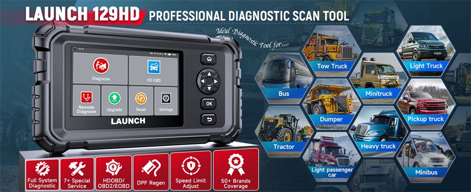 Launch CRP129 HD Heavy Duty Truck Scanner 