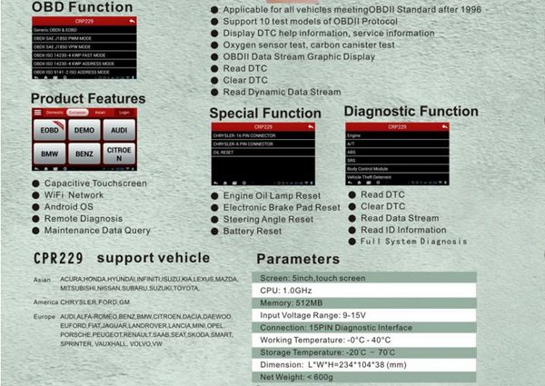 X431 CRP OBD FUNCTION