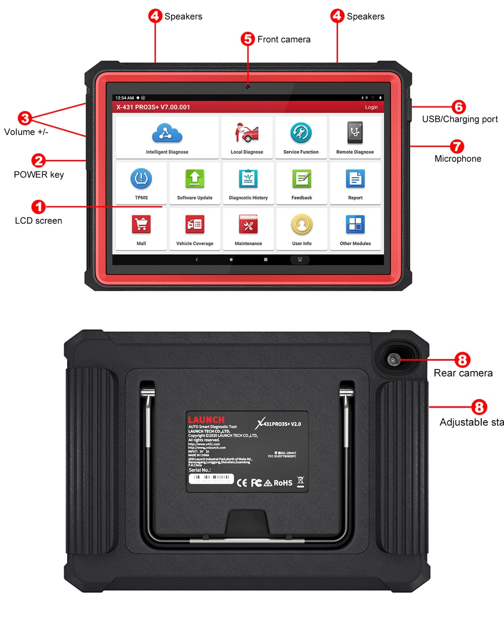 LAUNCH X431 PRO3S+ 10.1 automotive Car Full system OBD2 