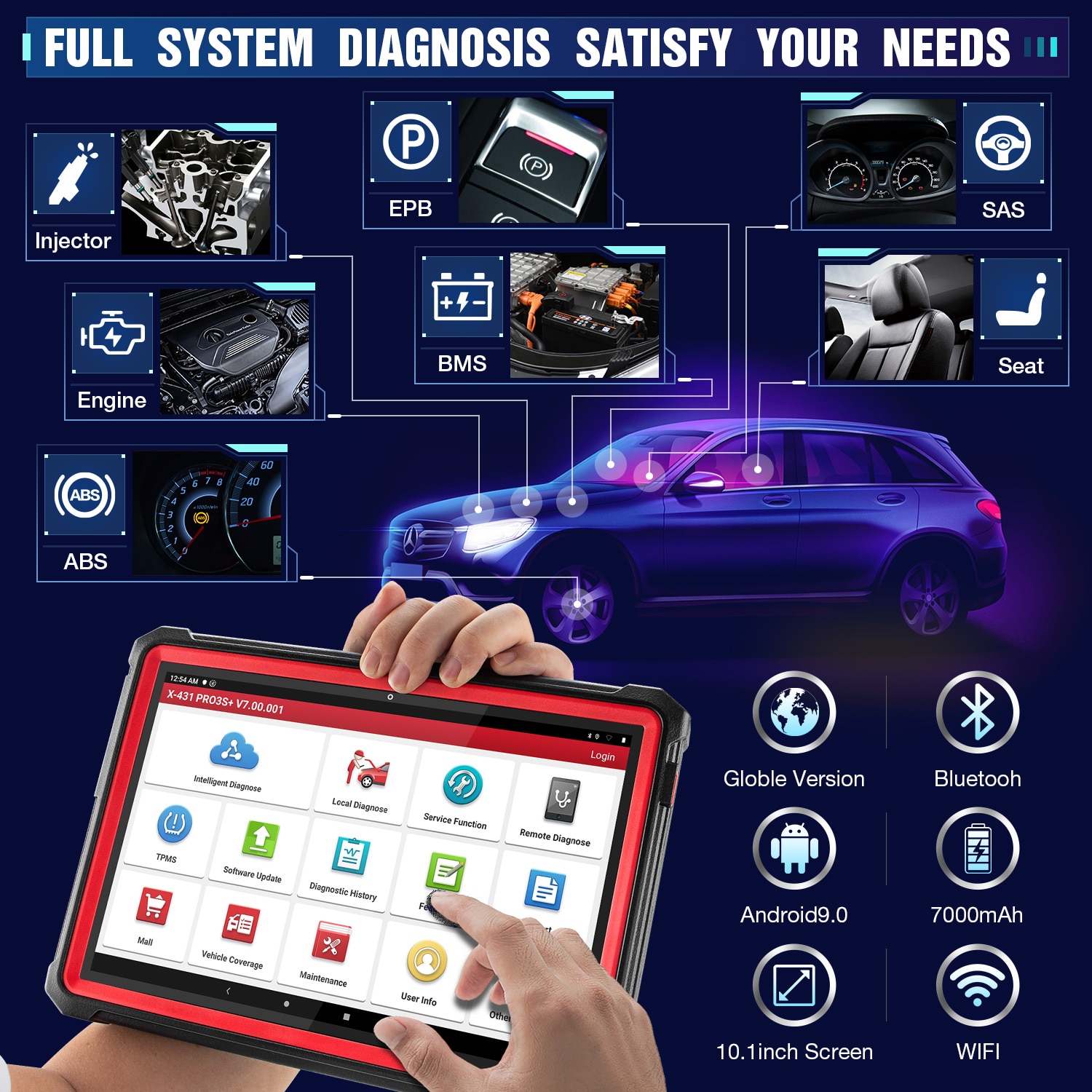 LAUNCH X431 PRO3S+ 10.1 automotive Car Full system OBD2