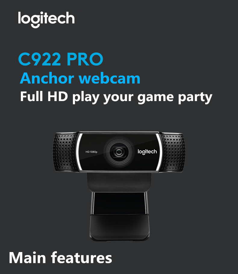 New Logitech C922 Pro 1080P HD Webcam Autofocus Built-in