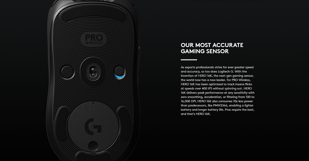 Logitech G PRO Wireless Gaming Mouse 16K DPI Sensor 