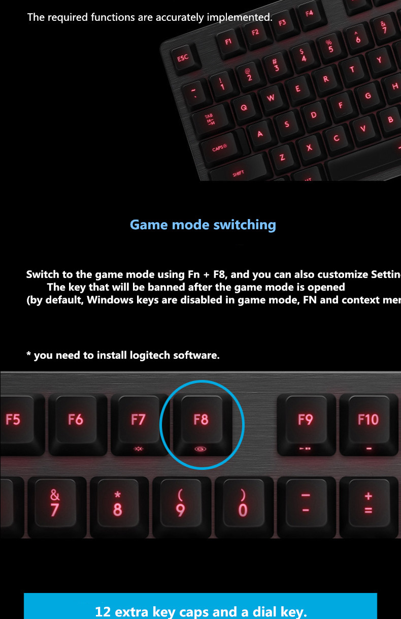 Logitech G413 Gaming Keyboard Backlight Slim Full-Size B