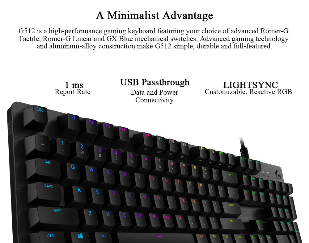 Logitech G512 Mechanical Gaming Keyboard LIGHTSYNC RGB W