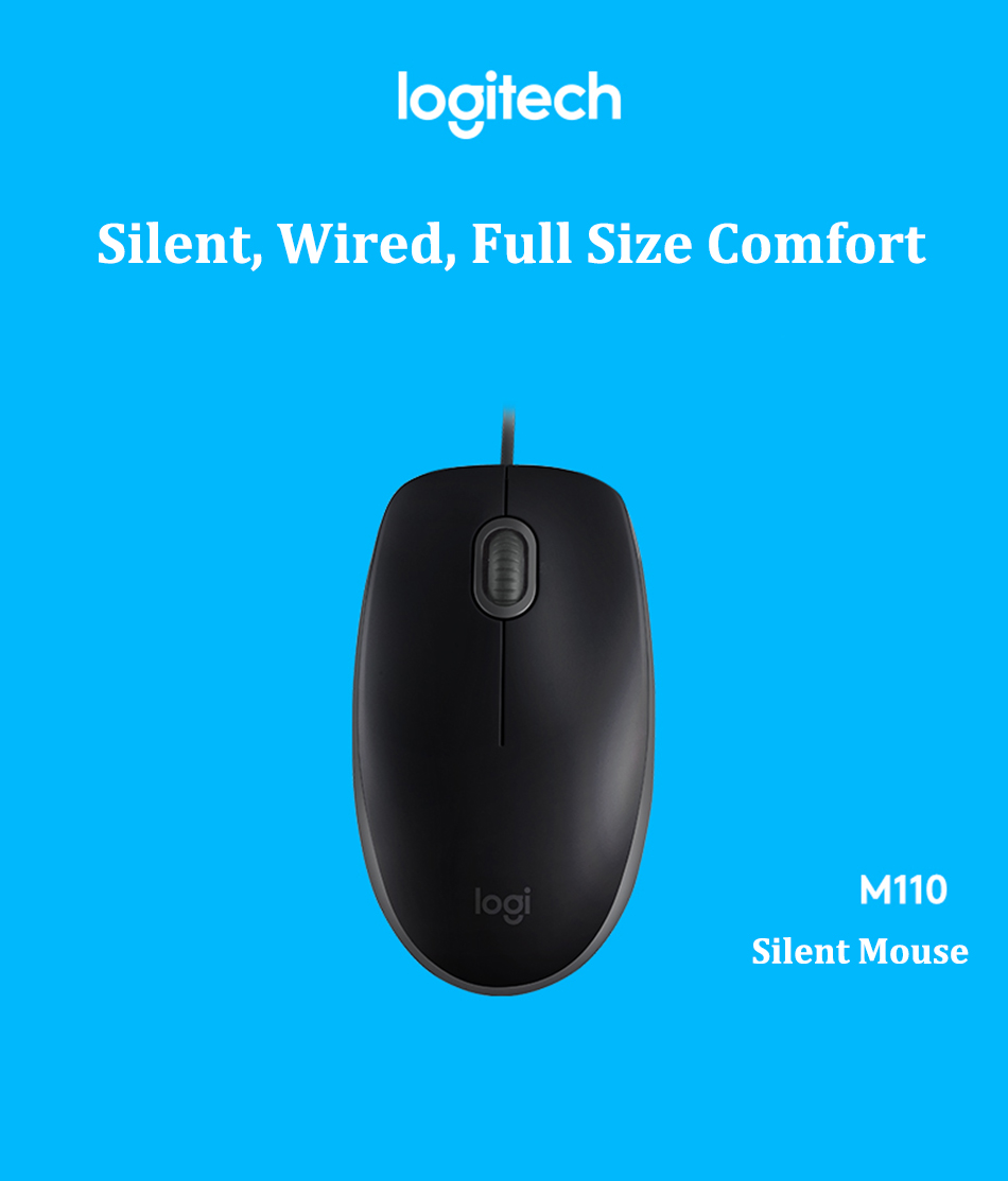 Logitech M110 Wired Silent Mouse USB Mute Mice Gaming Mo