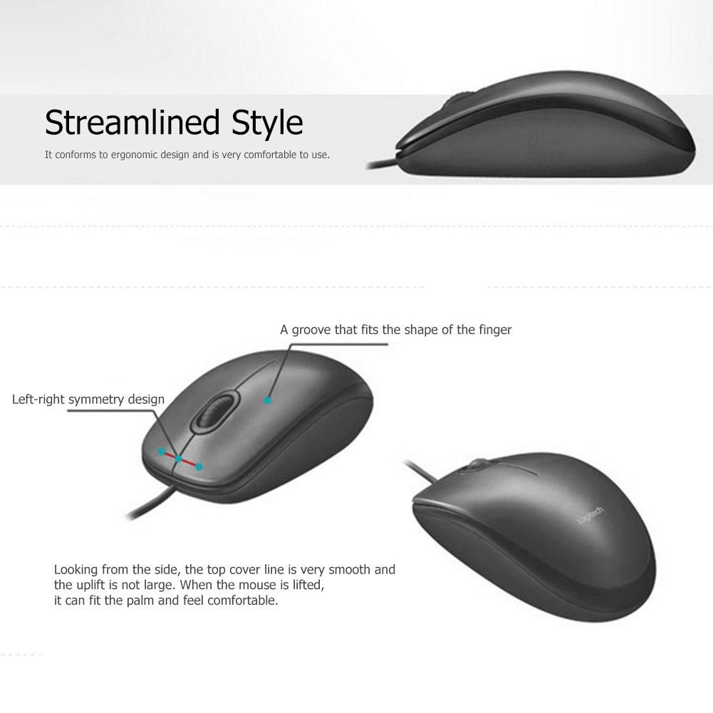 Logitech M90 Wired Mouse Ergonomic Design Optical Mouse 