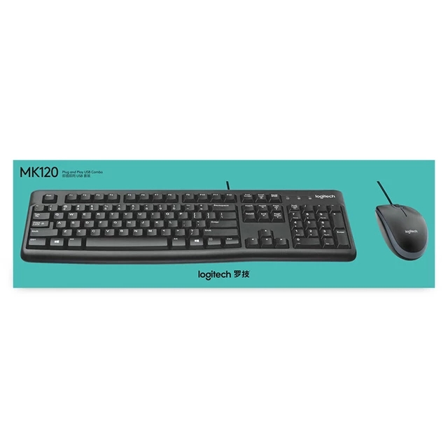 Logitech MK120 Wired Keyboard Mouse Combo Key Mice Sets 