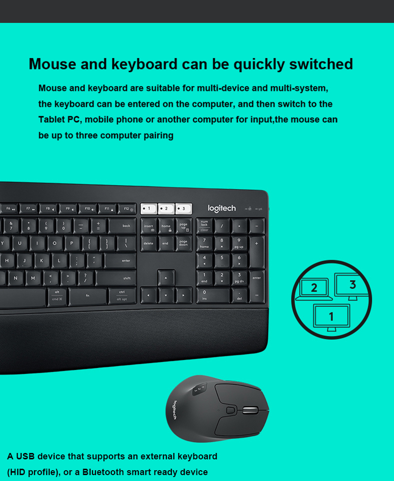 Logitech MK850 Wireless Keyboard Mouse Combo Full Size K