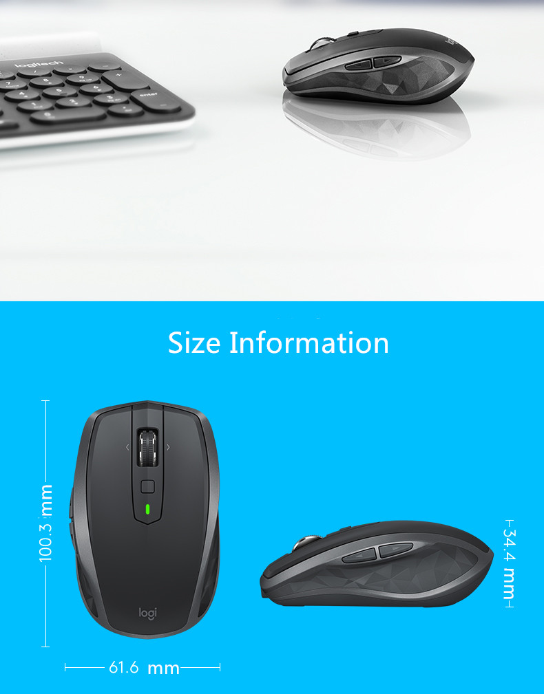 Logitech MX Anywhere 2S Wireless Bluetooth Mouse 2.4GHz 
