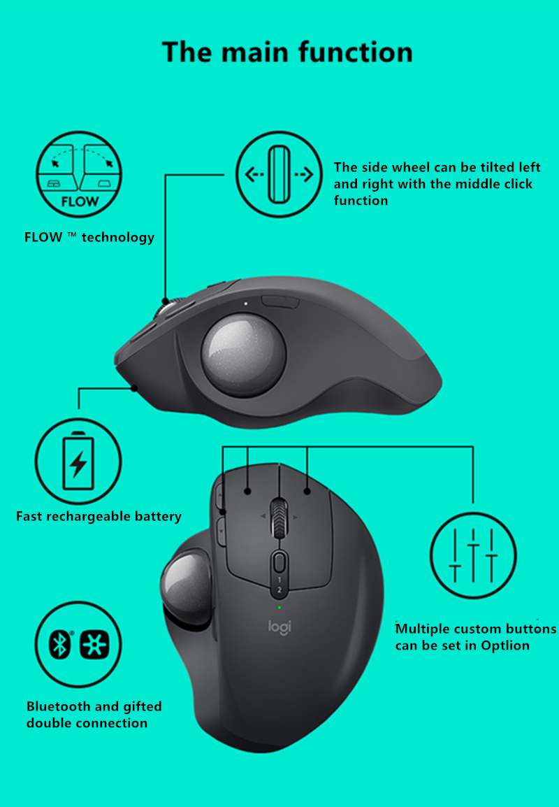 Logitech MX ERGO Wireless Trackball Mouse 2.4G wireless 