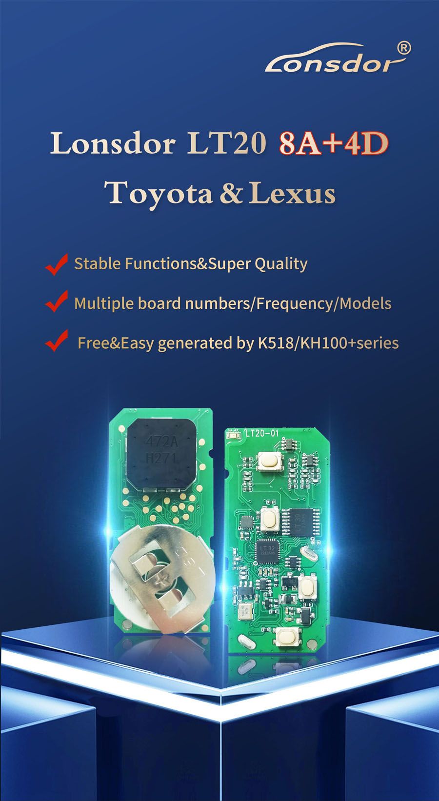 Lonsdor LT20 8A+4D Toyota & Lexus Smart Key Convert Smart Key Type Modify Frequency