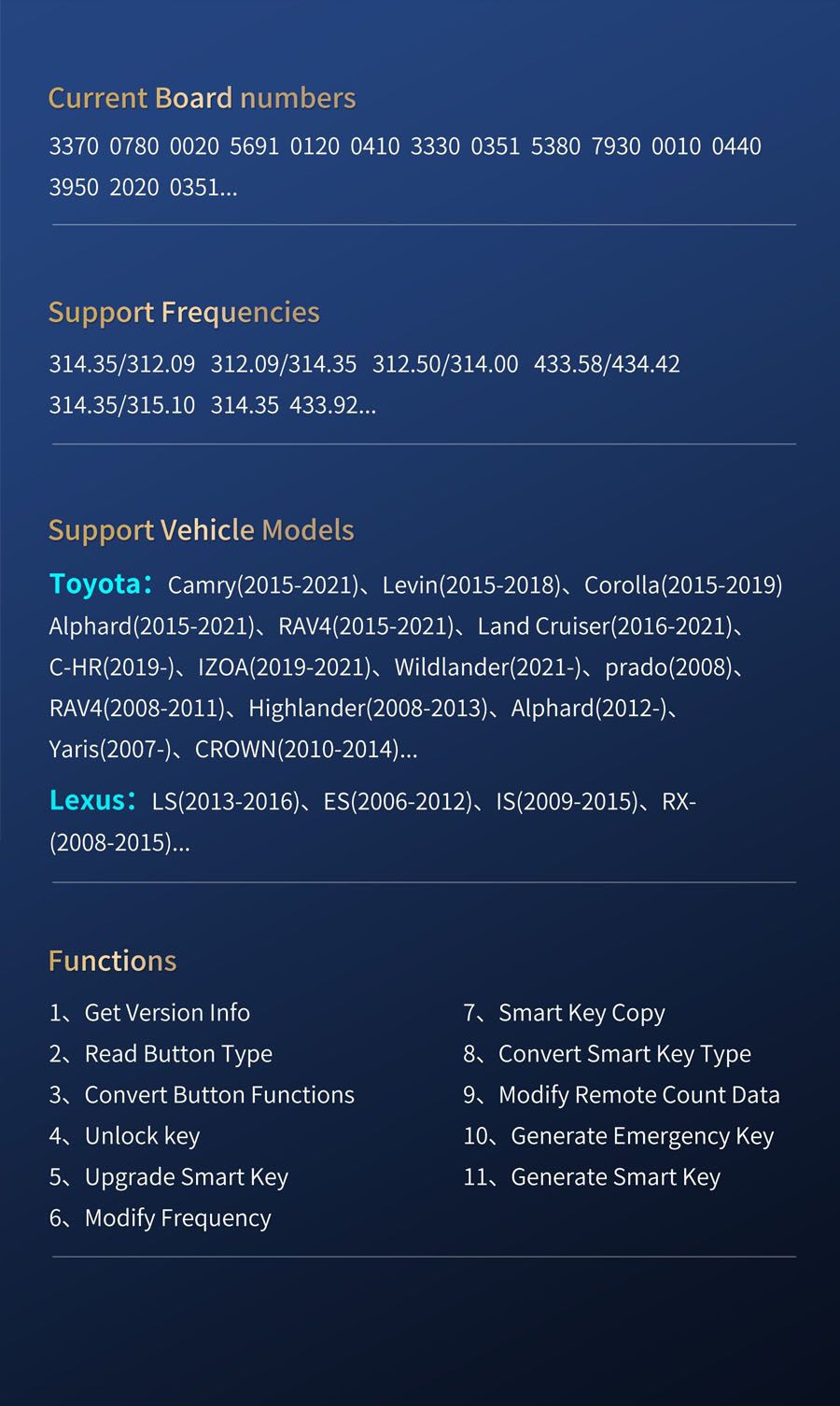 Lonsdor LT20 8A+4D Toyota & Lexus Smart Key Convert Smart Key Type Modify Frequency