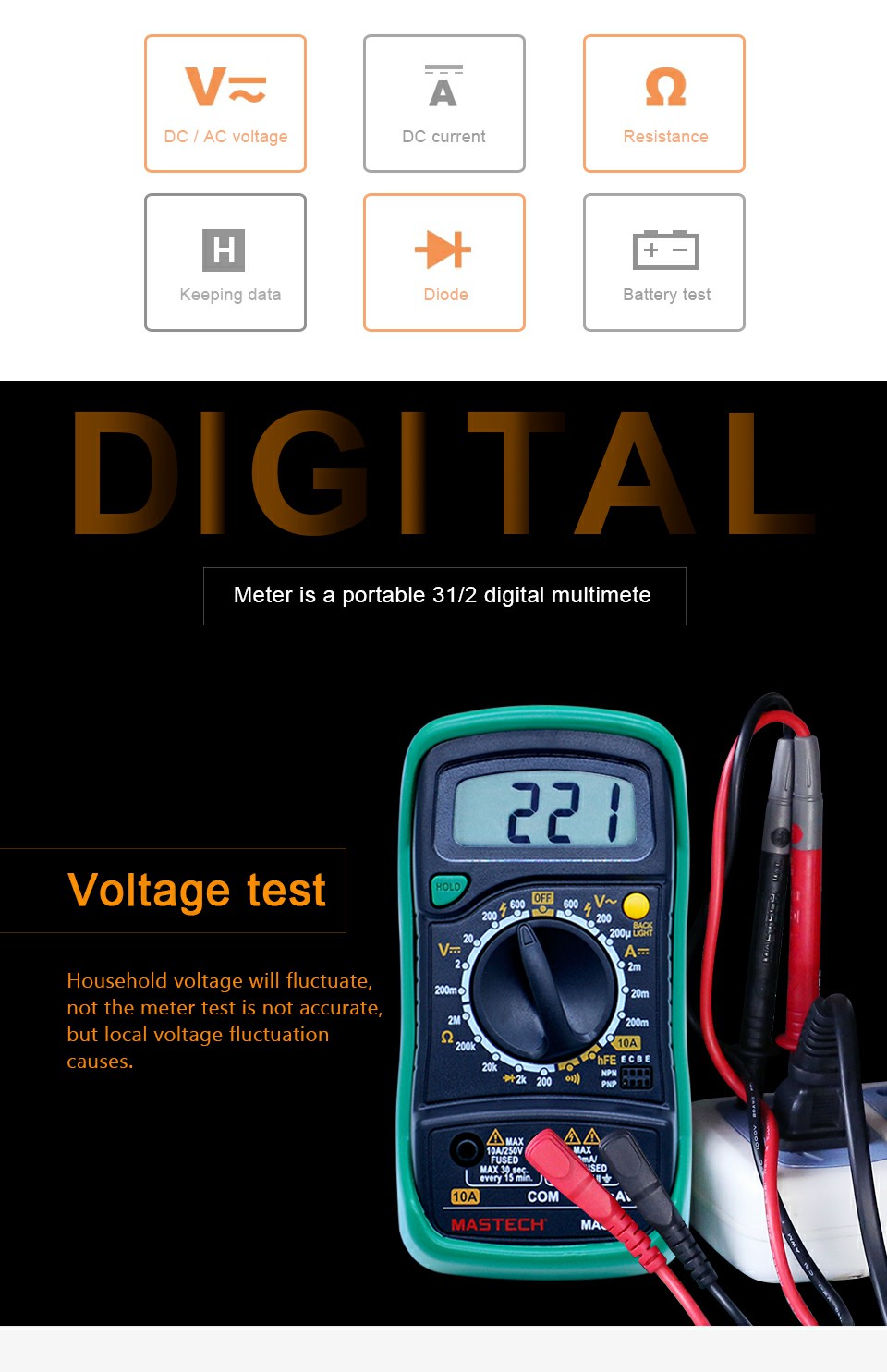 MAS830L Mini Digital Multimeter