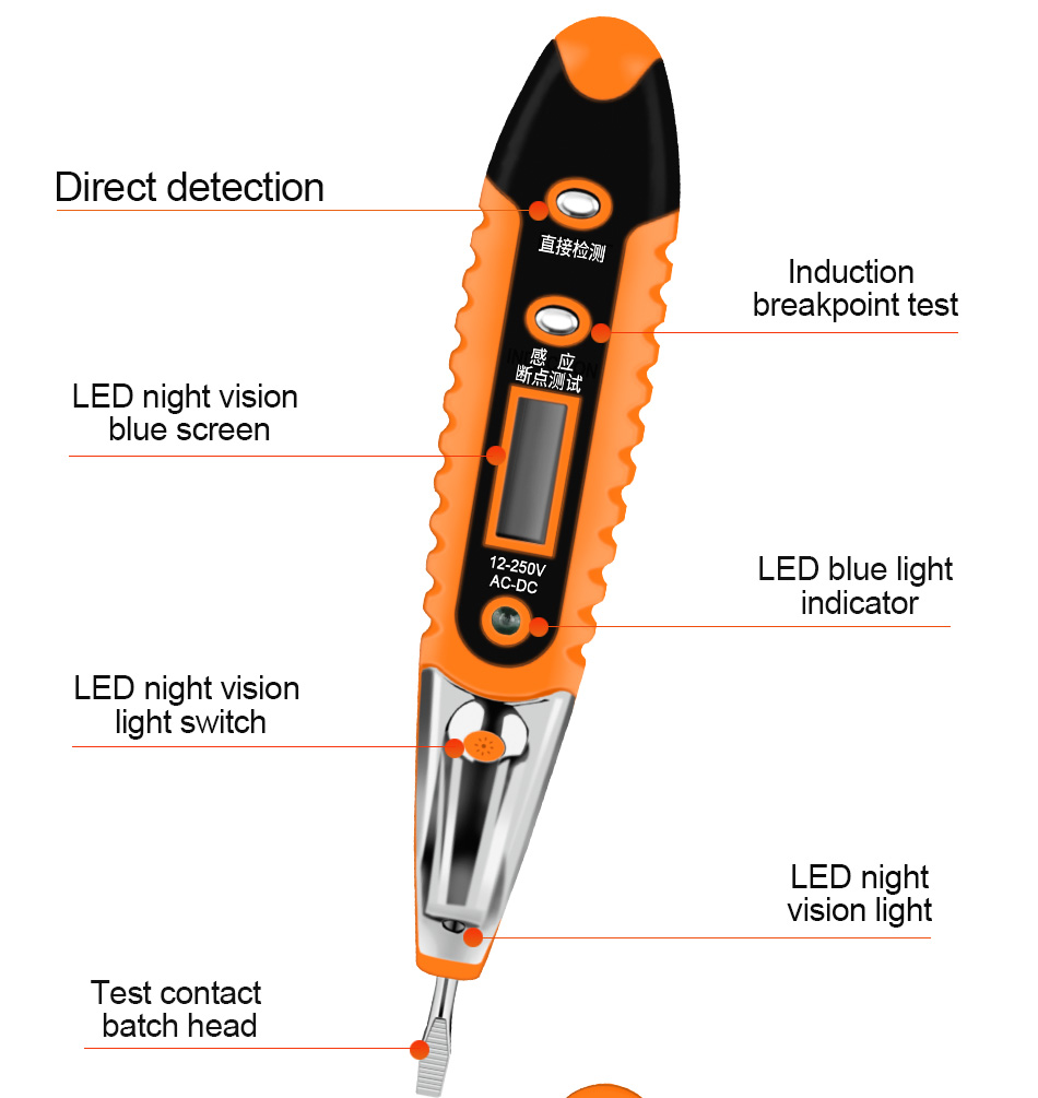 MultiDigital  Test Pencil AC DC 12-250V Tester