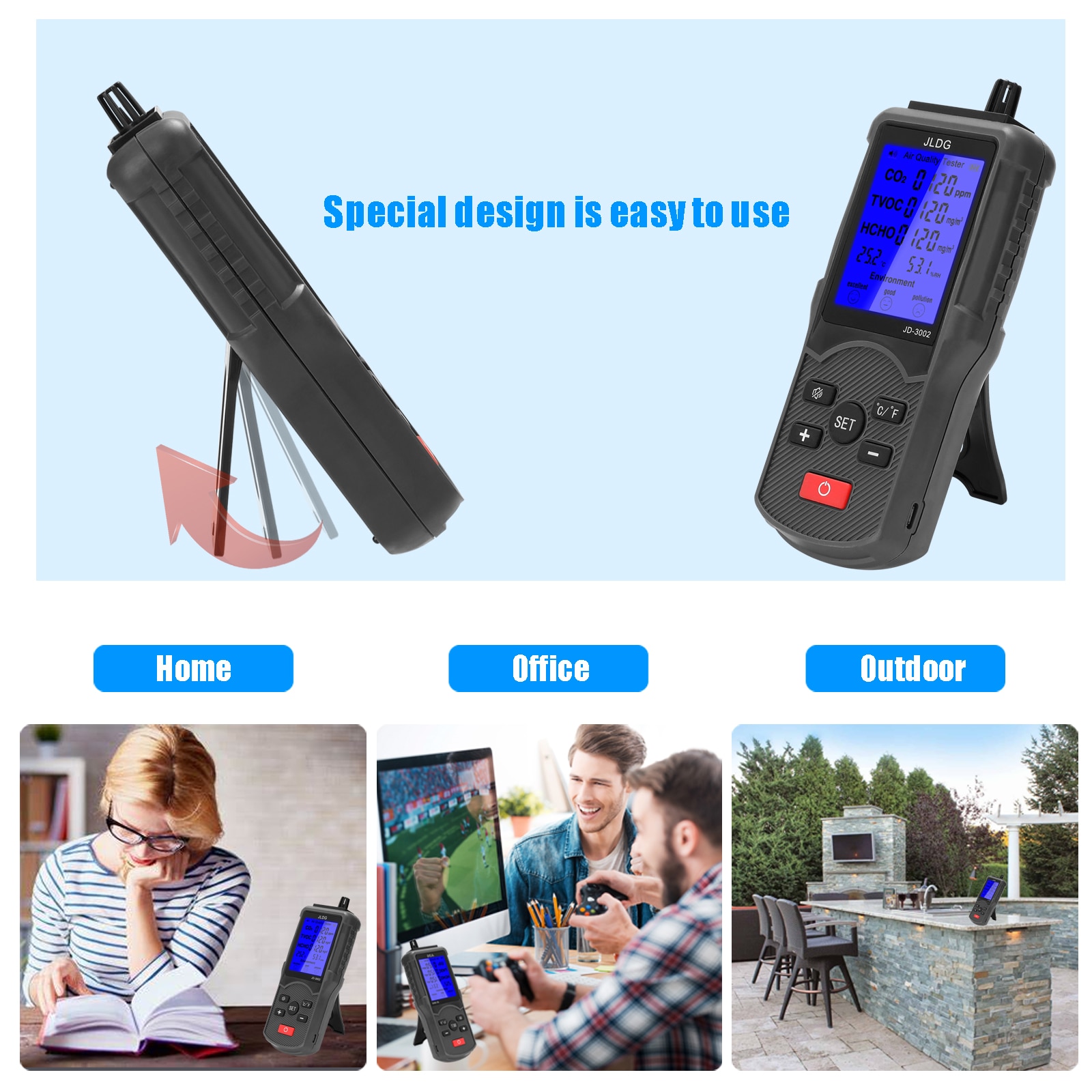 JD-3002 8 in 1 Multifunctional Air Quality Tester