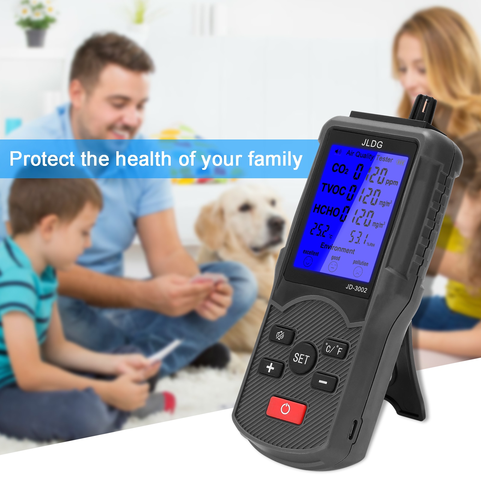 JD-3002 8 in 1 Multifunctional Air Quality Tester