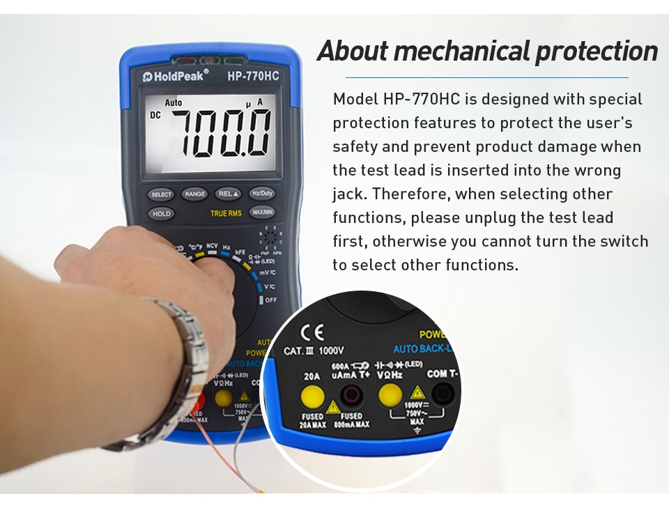 HP-770HC Multimetro HoldPeak Digital Auto Range Multimet