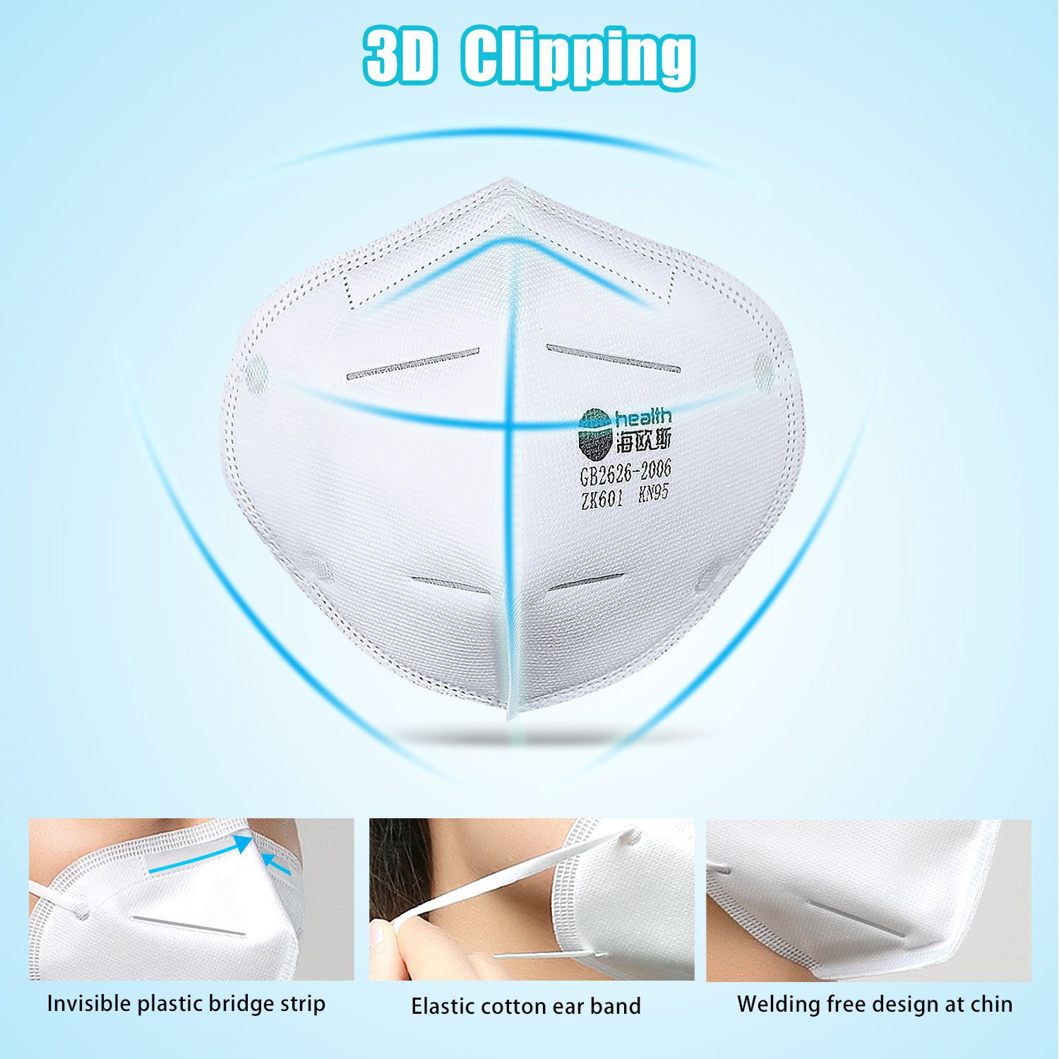 KN95 Masks with 2 pcs Filter Paper