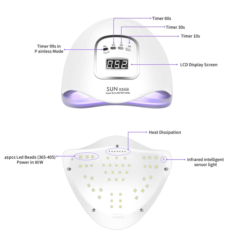 SUNX5 Max 90/72/36W LED Lamp Nail Dryer 