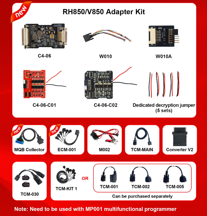 OBDSTAR RH850/V850 Adapter Full Kit for MQB All Keys Lost