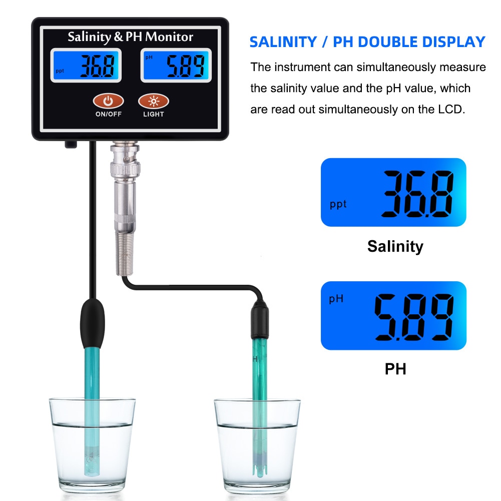 Online PH & Salinity Monitor 2 in 1 Tester