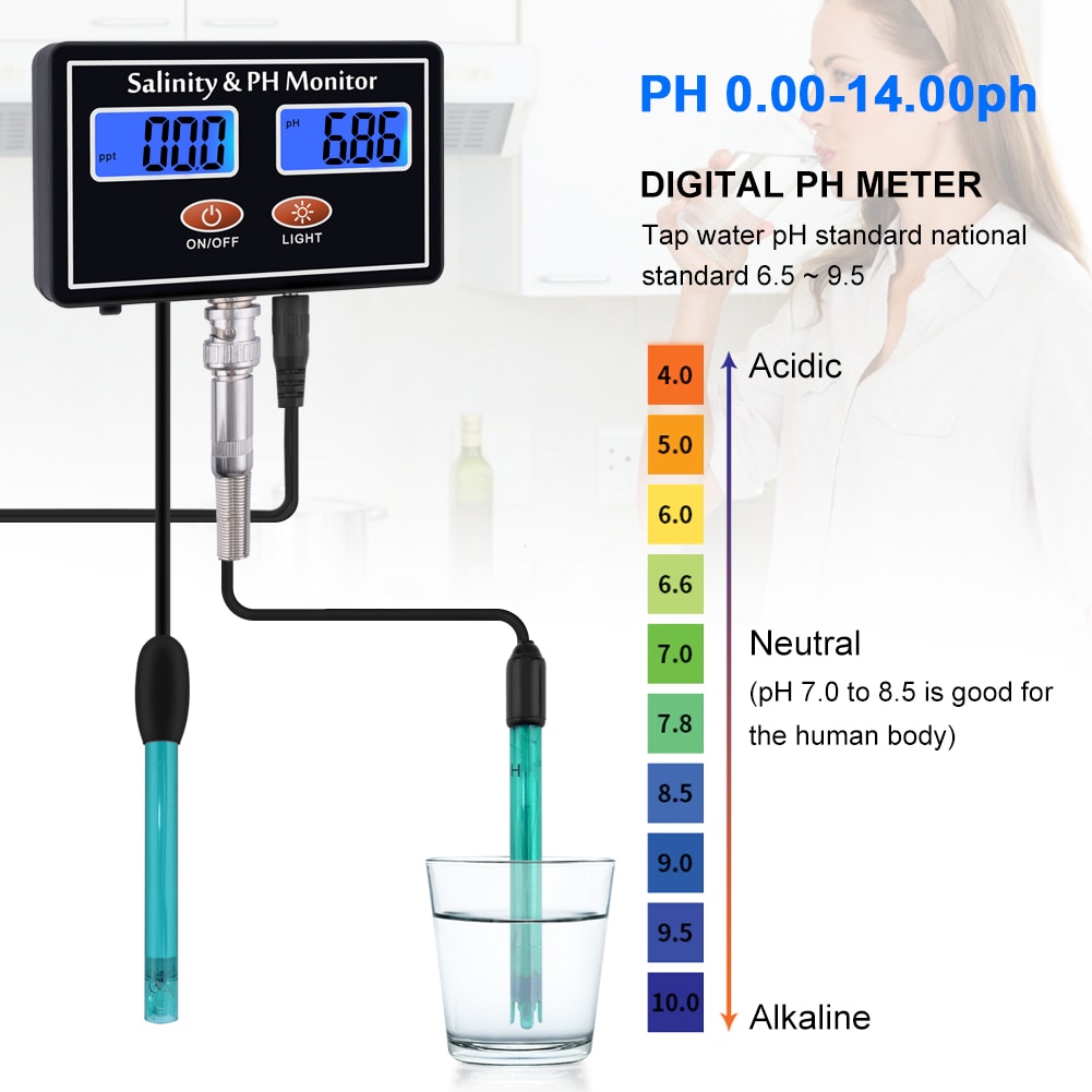 Online PH & Salinity Monitor 2 in 1 Tester