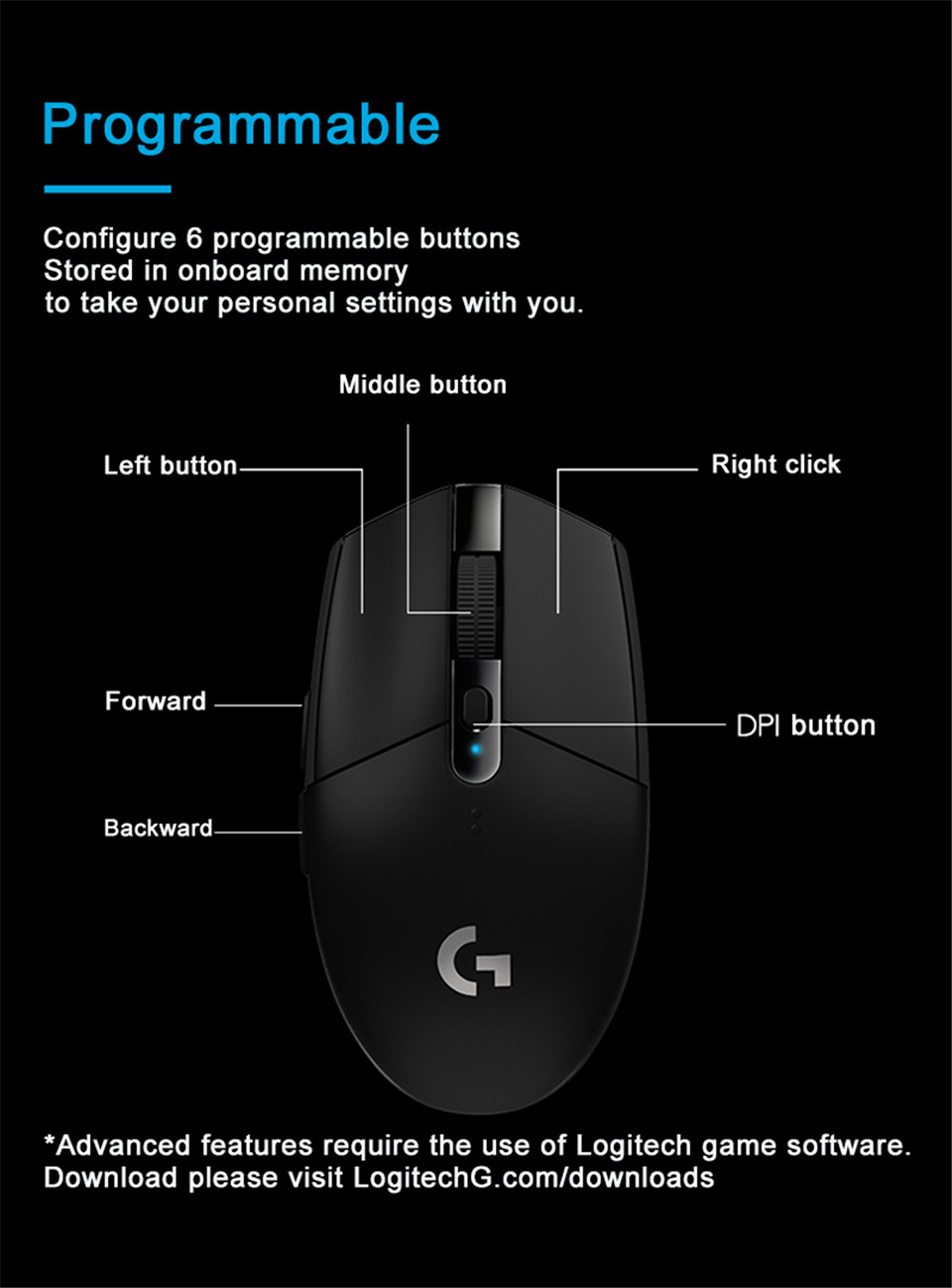 Original Logitech G304 Wireless Mouse LIGHTSPEED Gaming