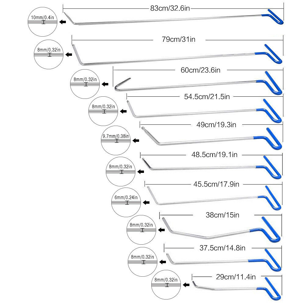 Full Set Paintless Dent Repair Removal Hail Tool