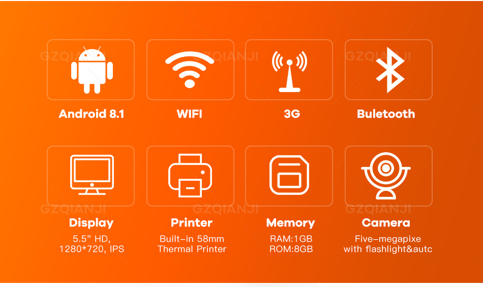 PDA POS Handheld device Pos terminal built in thermal bl