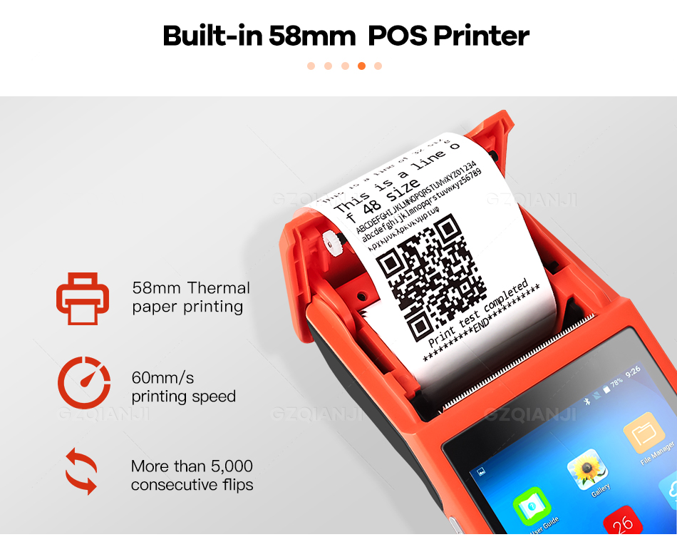 PDA POS Handheld device Pos terminal built in thermal bl