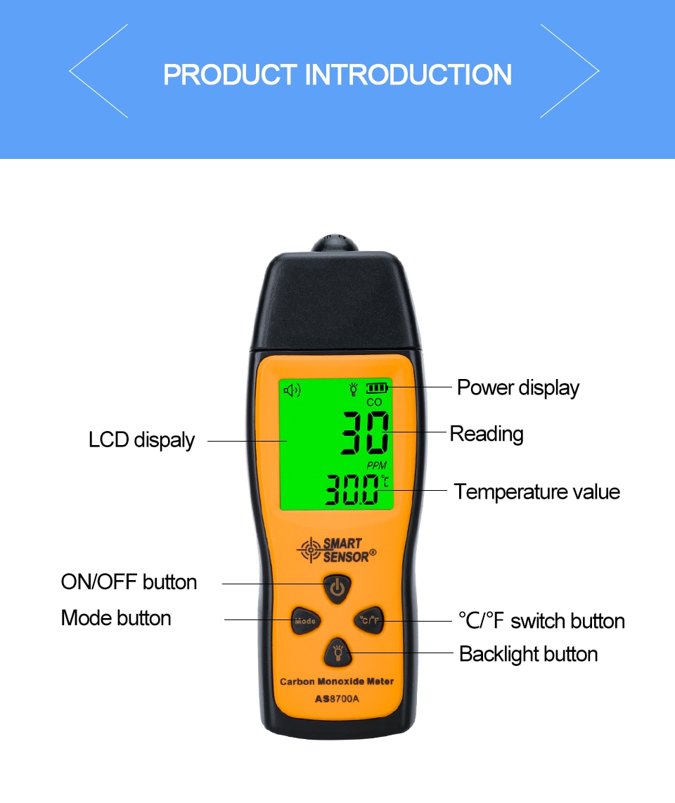 AS8700A Portable Carbon Monoxide Meter