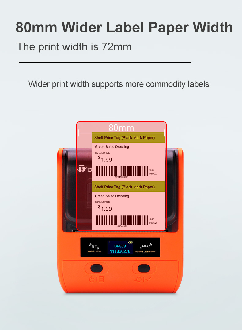 DP80S 30-80mm Mini Portable Thermal Printer