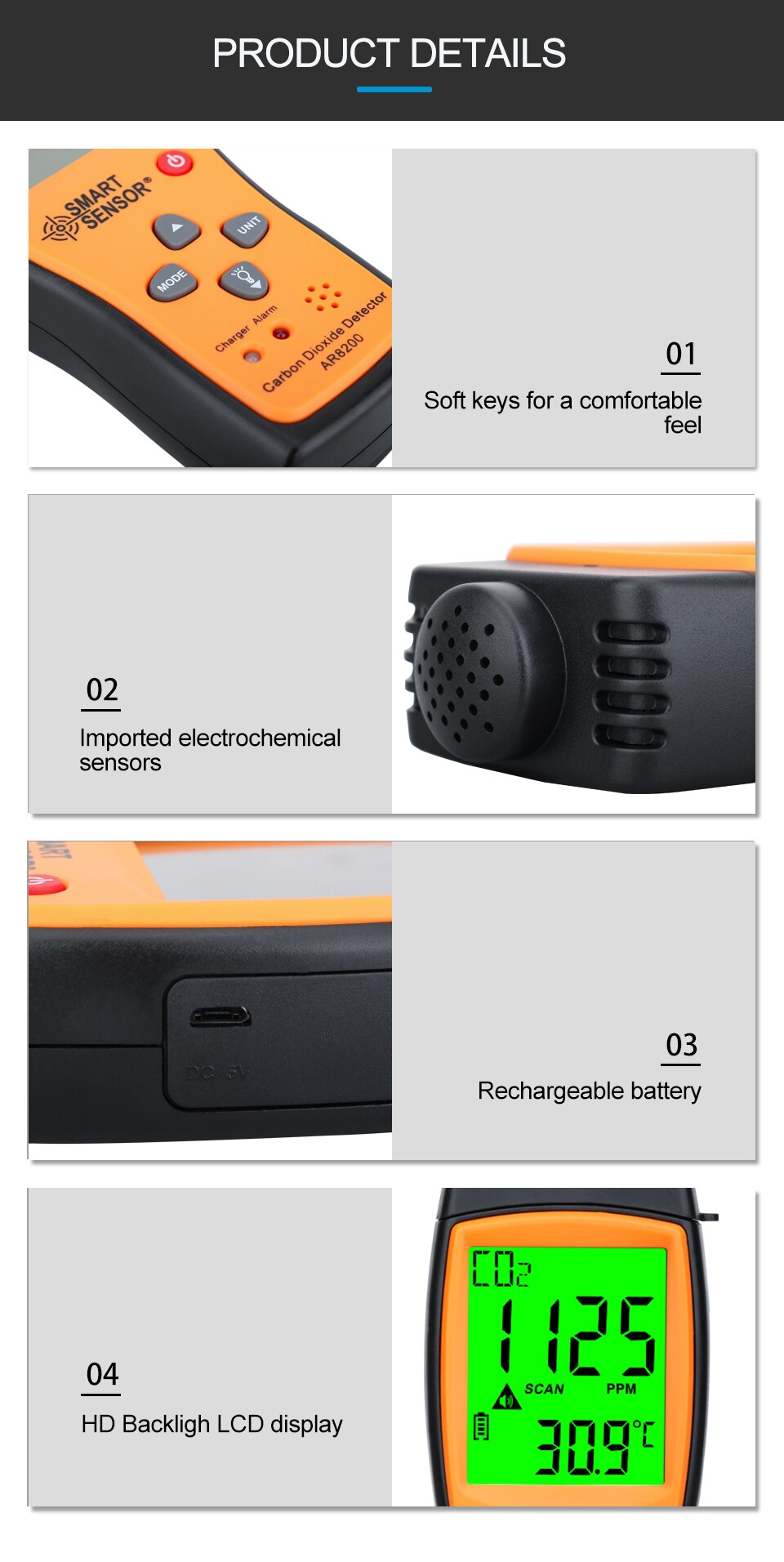 AR8200 Professional Carbon Dioxide Detector CO2 Meter