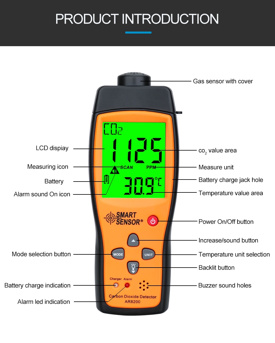 AR8200 Professional Carbon Dioxide Detector CO2 Meter