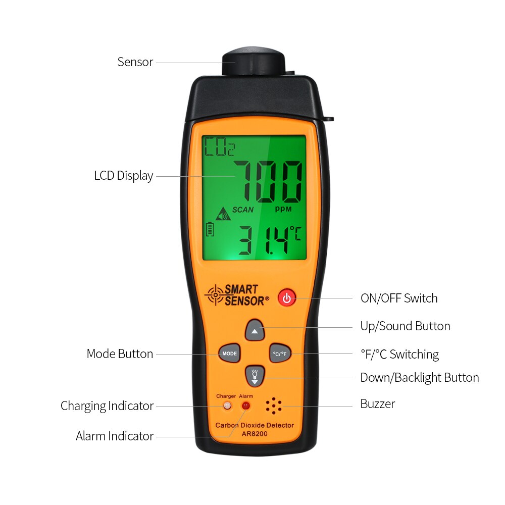 AR8200 Professional Carbon Dioxide Detector CO2 Meter