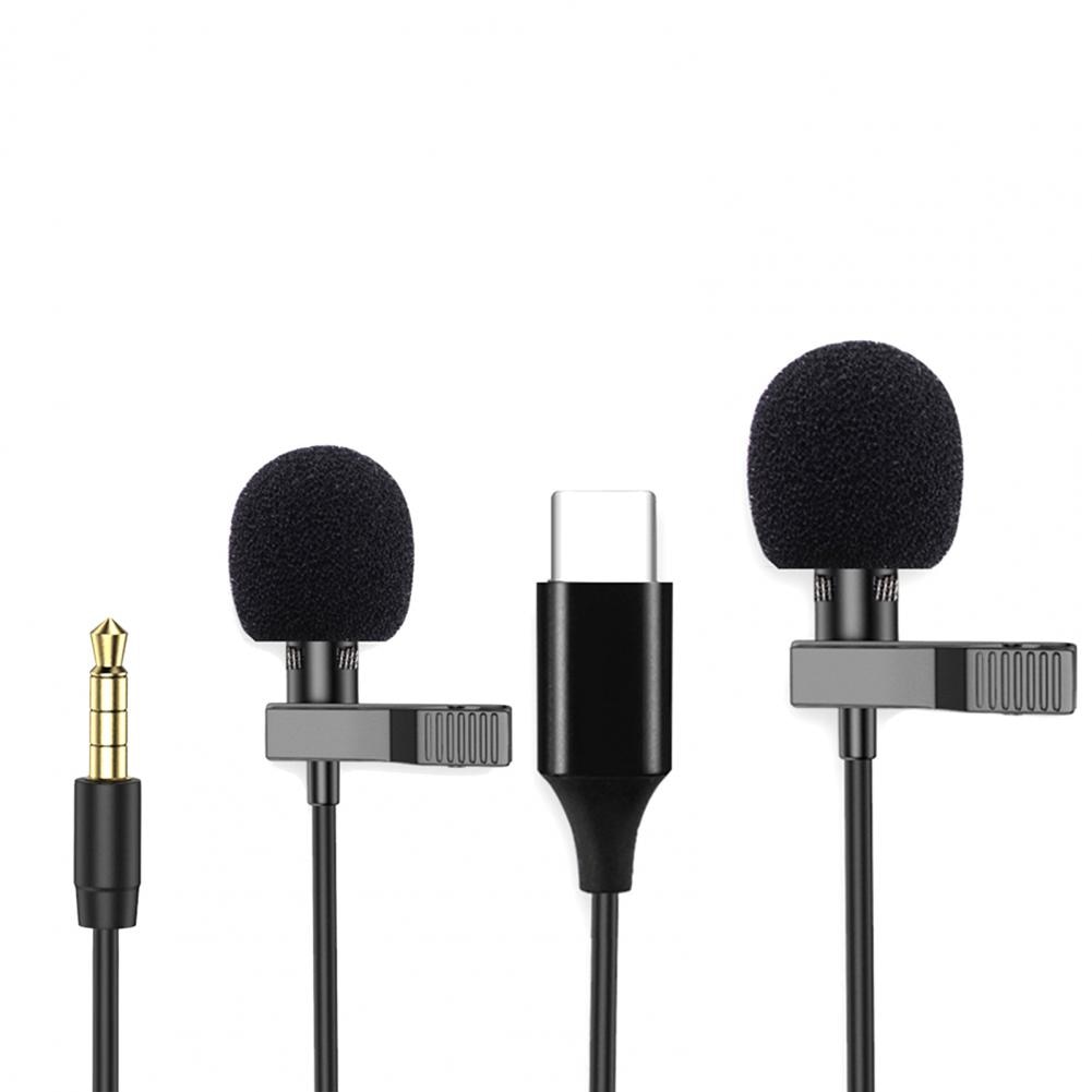 Professional Microphone 3.5mm Dual Head Tie Clip on Mic