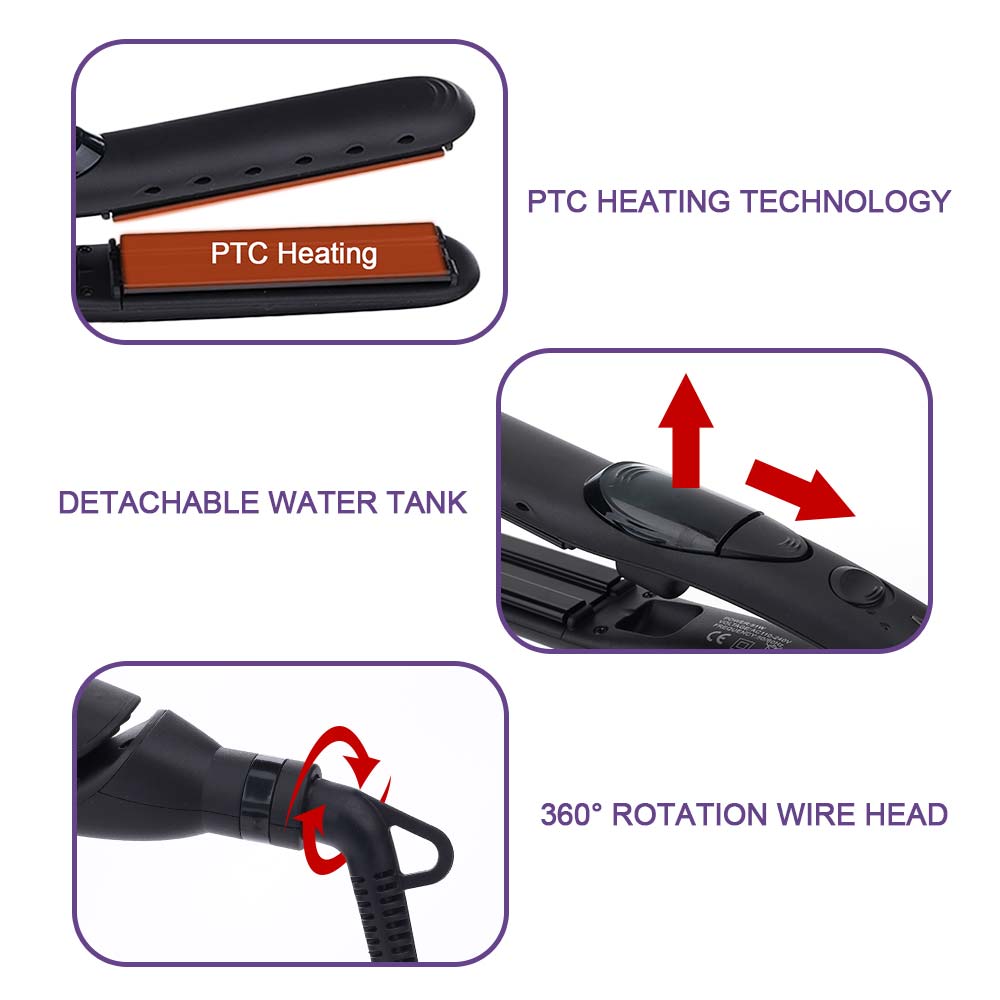 Professional Steam Hair Straightener Ceramic Vapor 