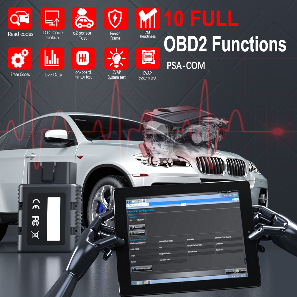 PSA-COM BT Interface OBD2 Diagnostic&Programming 