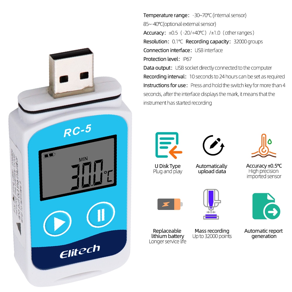 RC-5 tempu04 tempu03 USB Temperature Data Logger 