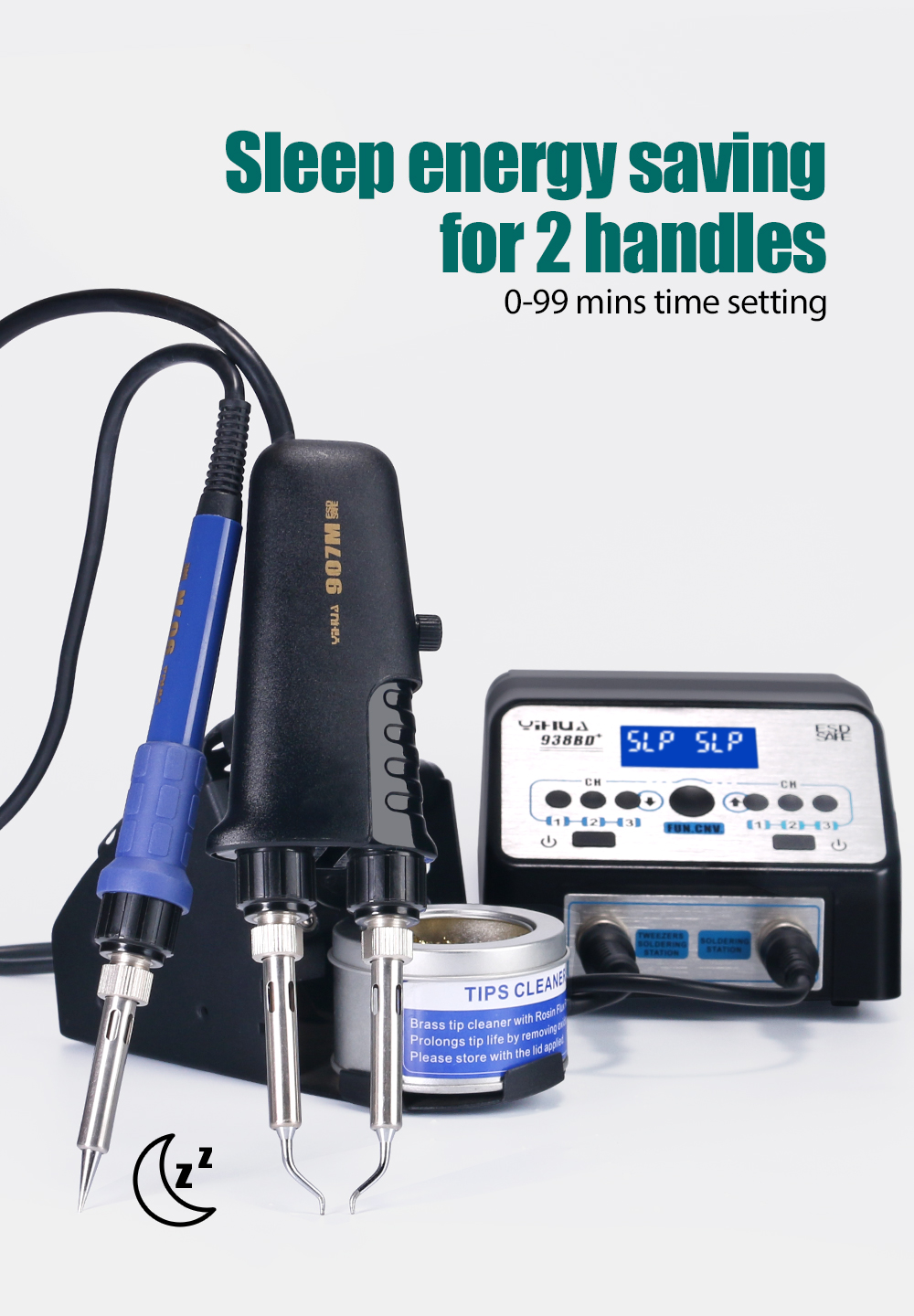 YIHUA 938BD+ Double Tweezers Soldering Iron Station Hihg