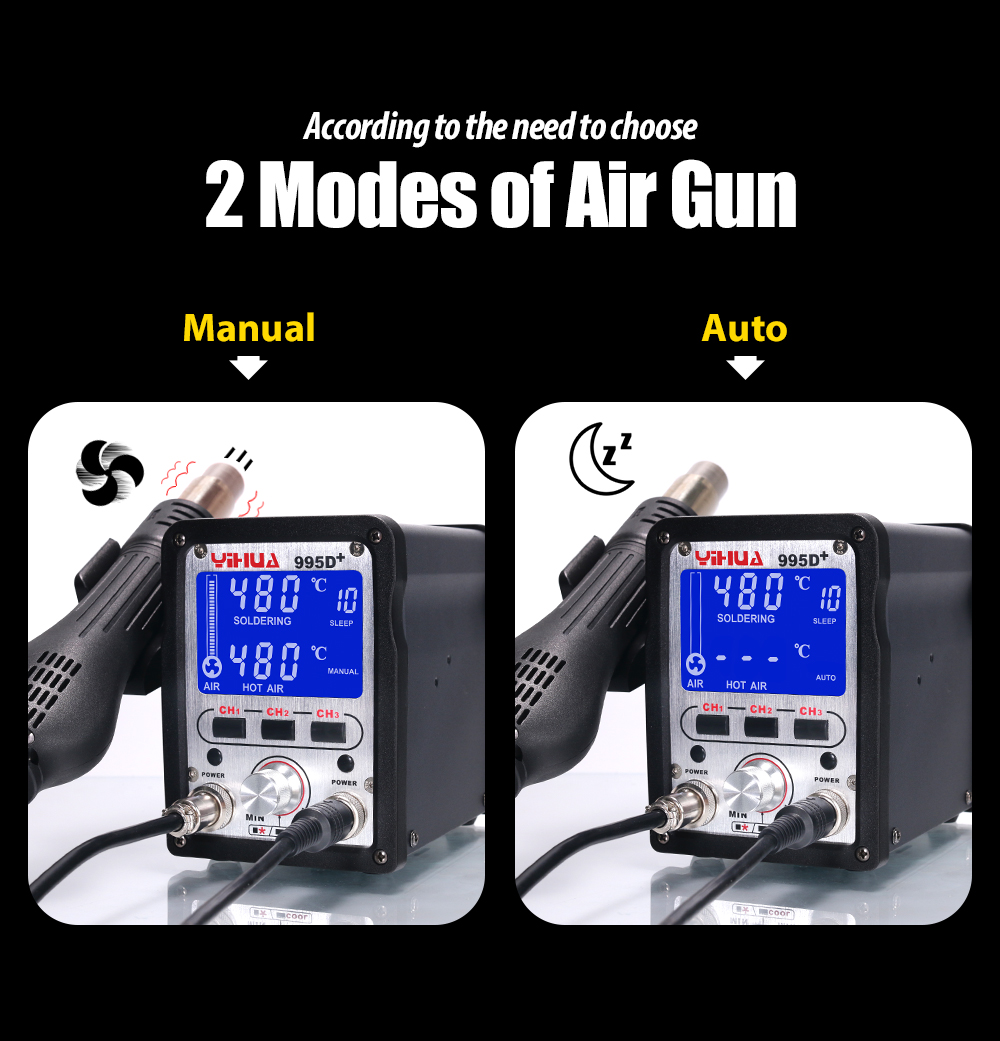 YIHUA 995D/995D+ SMD Soldering Station Quick Heat Hot Ai