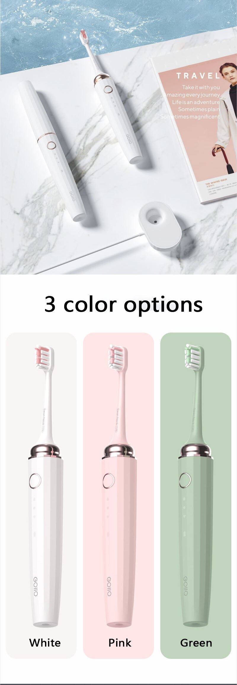 Sonic Electric Toothbrush Mini Portable Travel Tooth Bru