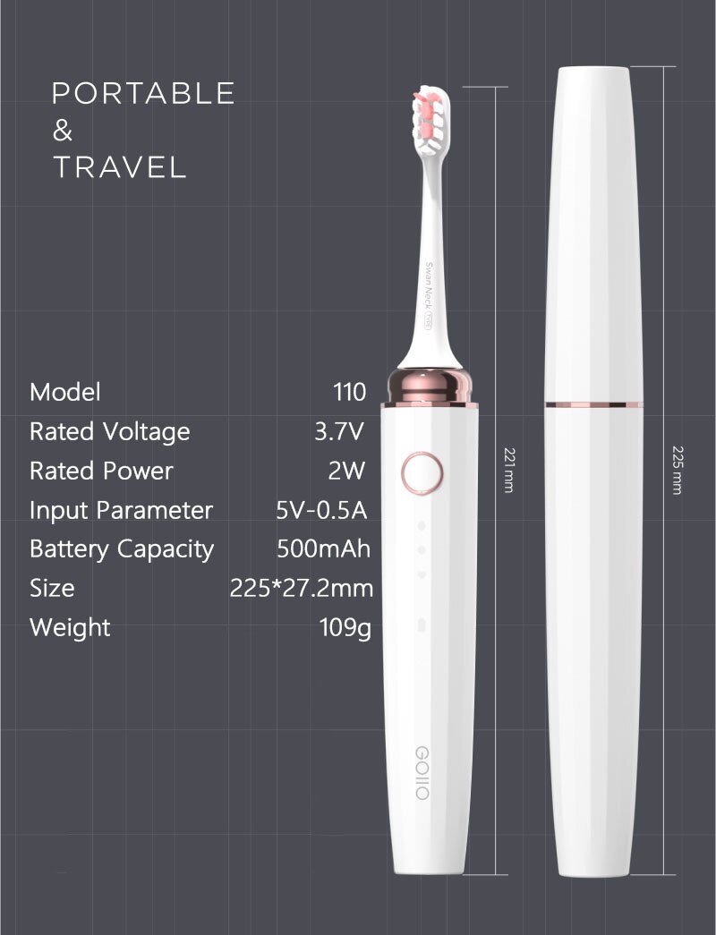 Sonic Electric Toothbrush Mini Portable Travel Tooth Bru