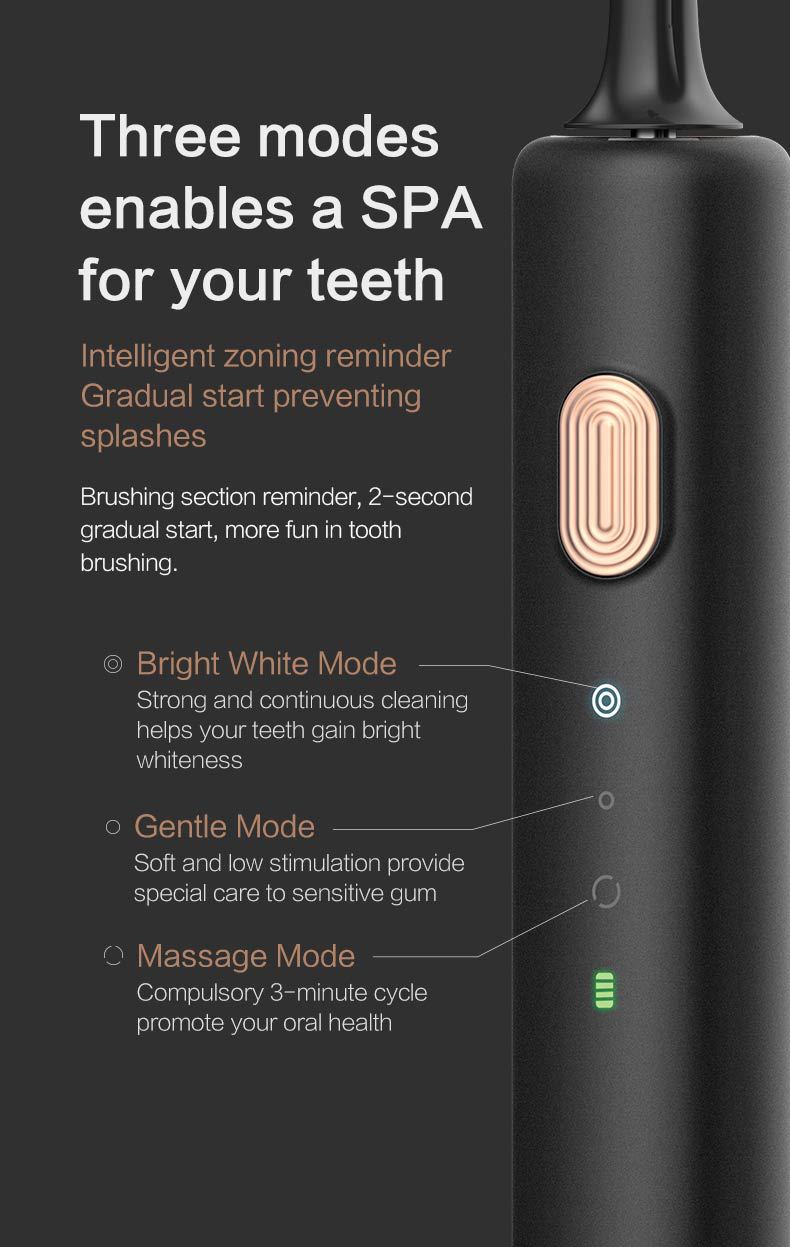 Sonic Electric Toothbrush Soft Hair Adult Rechargeable E