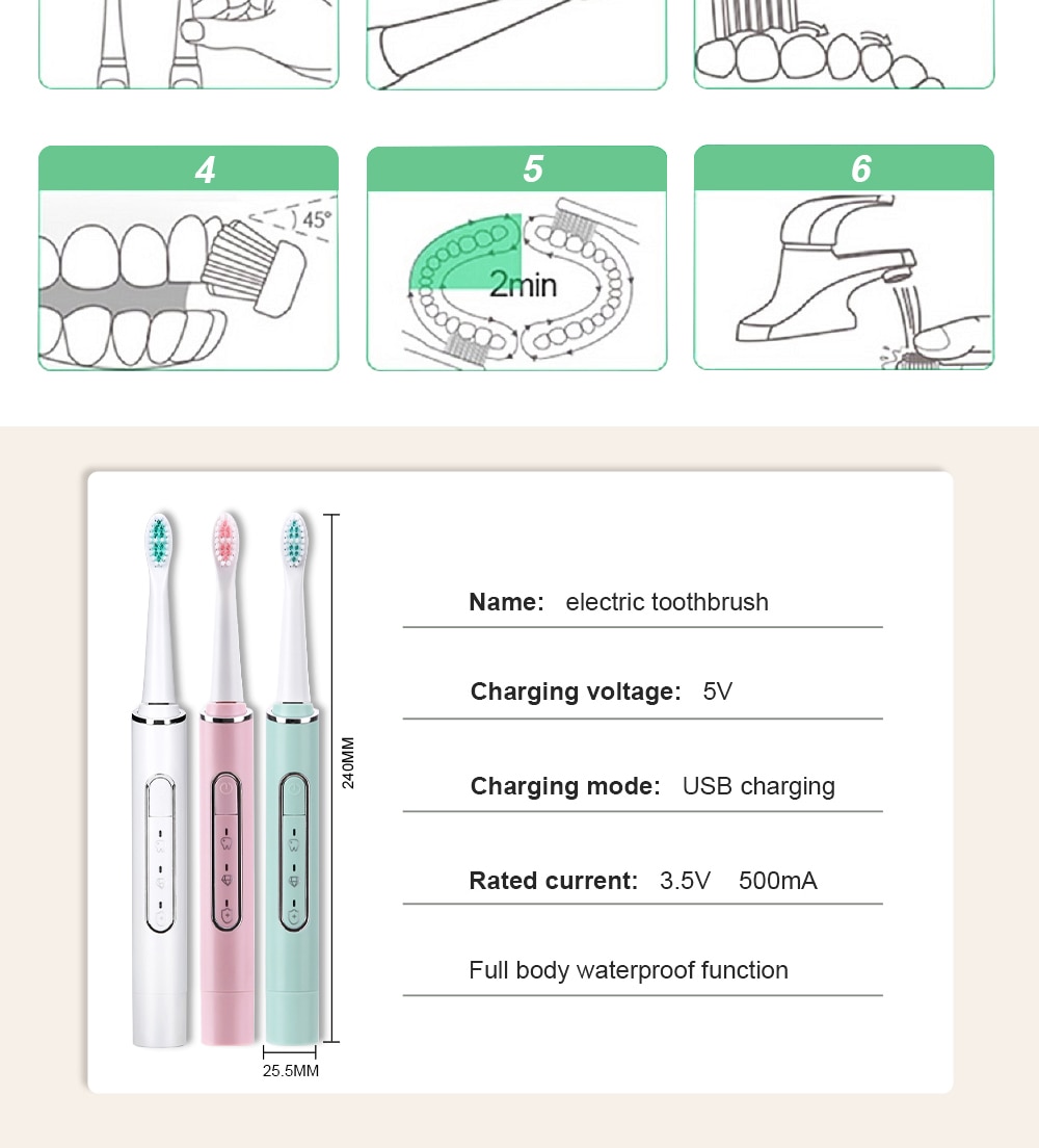 3 Modes Sonic Electric Toothbrush Toothbrush and Cleansi