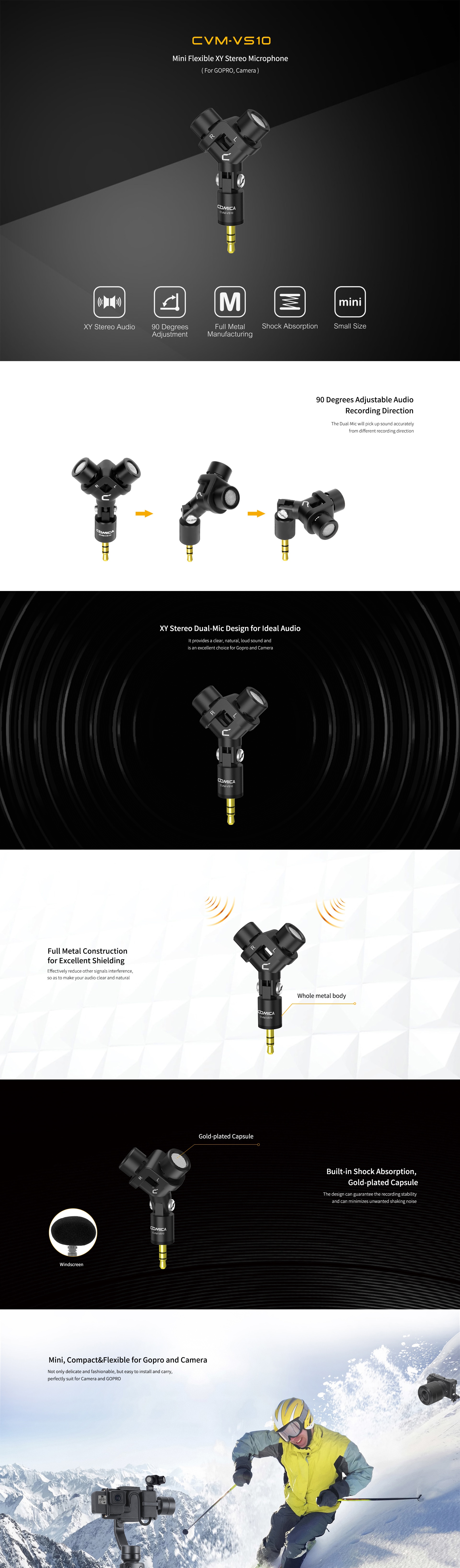 Stereo Microphone CVM-VS10 XY Cardioid Mini Mic 