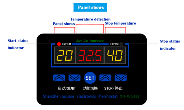 XH-W1411 DC12V 220V heat cool temp thermostat control sw